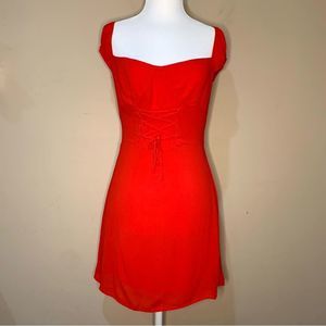 Reformation Jess Mini Dress Red Tomato Women’s Size 12 Short Fit and Flare